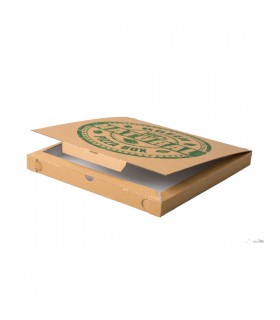 Caja para pizza de cartón microcanal cuadrada habana "Pizza" 33 x 33 x 3,5 cm
