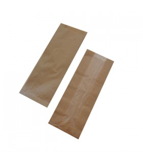 Bolsa para bocadillo de papel kraft con ventana 10 + 3 x 32 cm