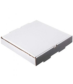 Caja para pizza de cartón microcanal cuadrada blanca 26 x 26 x 3.8 cm