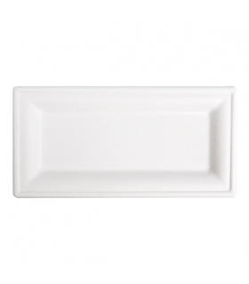 Bandeja de caña de azúcar rectangular blanca 26,0 x 13,0 x 1.5 cm
