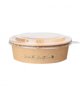 Bol de cartón + PE redondo kraft Ø 15 x 4.5 cm 50 cl + tapa rPet antivaho