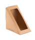 Envase para sandwich doble cartón kraft con ventana 12,3 x 12,3 x 7,2 cm