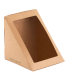 Envase para sandwich triple cartón kraft con ventana 12,3 x 12,3 x 8,2 cm