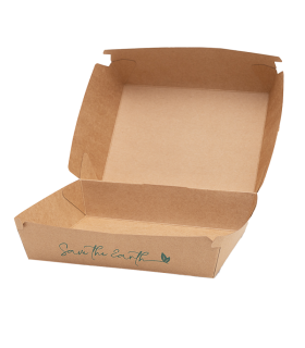 Envase para hamburguesa de cartoncillo rectangular kraft 22,5 x 18,0 x 9,0 cm