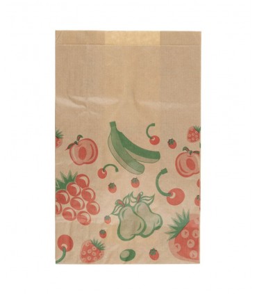 Bolsa papel kraft con impresión fruits con cordón para colgar 18 x 10 x 36 cm