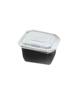 Envase reutilizable PP base negra + tapa transparente 11,0 x 9,7 x 7,0 cm 500 ml