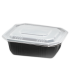 Envase reutilizable PP base negra + tapa transparente 16,3 x 13,5 x 6,0 cm 500 ml