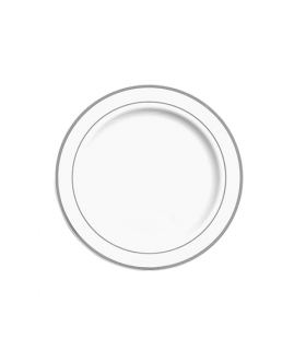 Plato PS reutilizable Mozaïk blanco con ribete plata Ø 23,0 x 1,0 cm